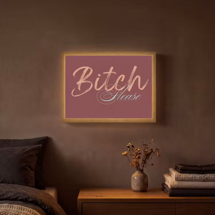 Bitch please - Rood - Blauw Light Box met batterij (Wandlamp) middel -sfeer4