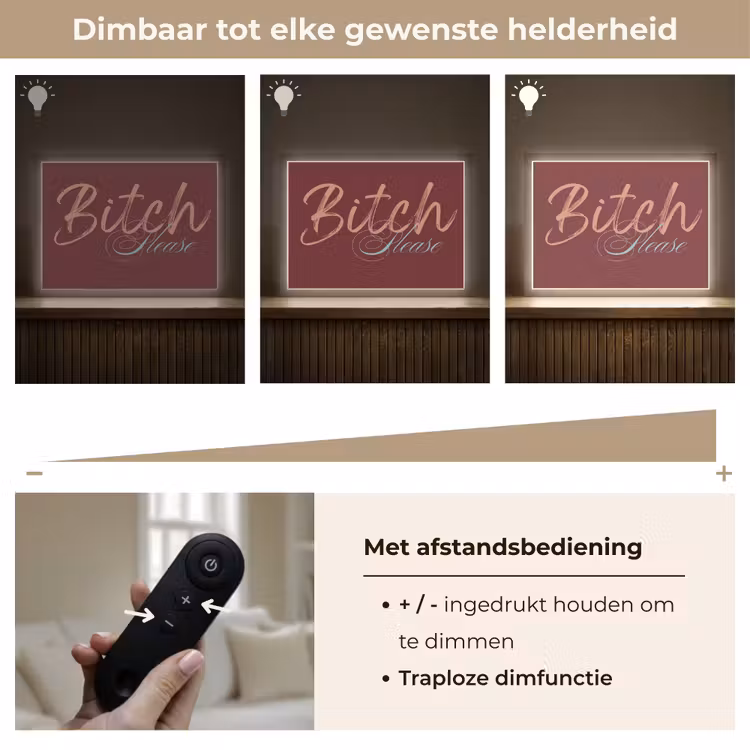 Bitch please - Rood - Blauw Light Box met batterij (Wandlamp) middel -USP_dimbaarNL
