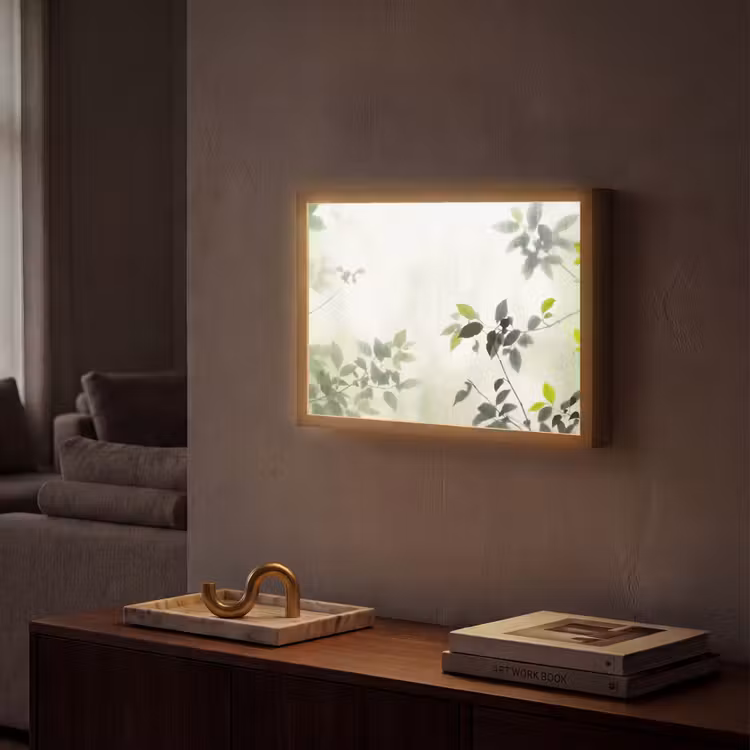 Blad - Schaduw - Natuur - Abstract - Groen Light Box met batterij (Wandlamp) middel -sfeer1