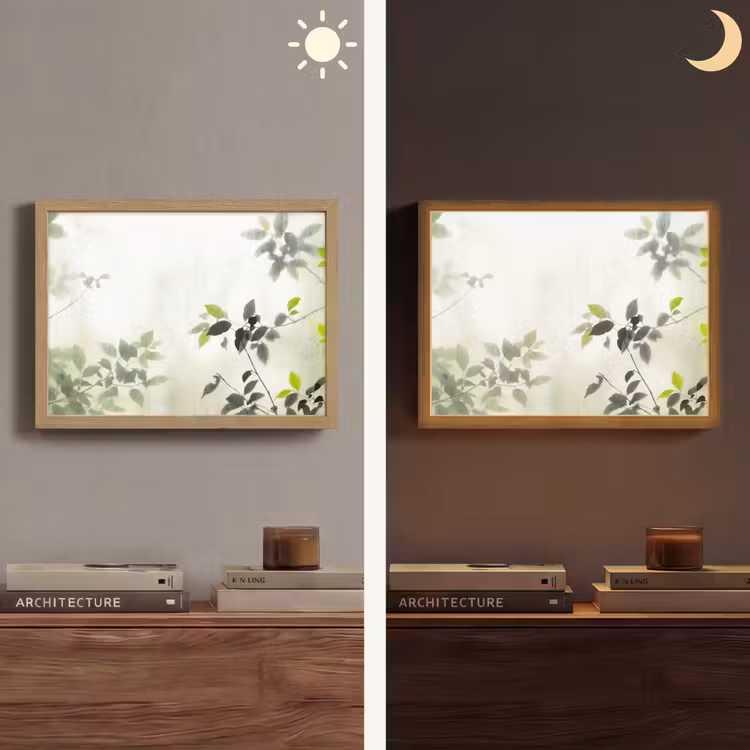 Blad - Schaduw - Natuur - Abstract - Groen Light Box met batterij (Wandlamp) middel -sfeer3