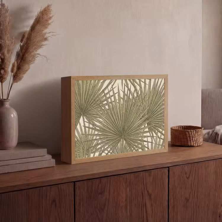 Blad - Tropisch - Patroon - Natuur - Groen Light Box met batterij (Wandlamp) middel -sfeer2
