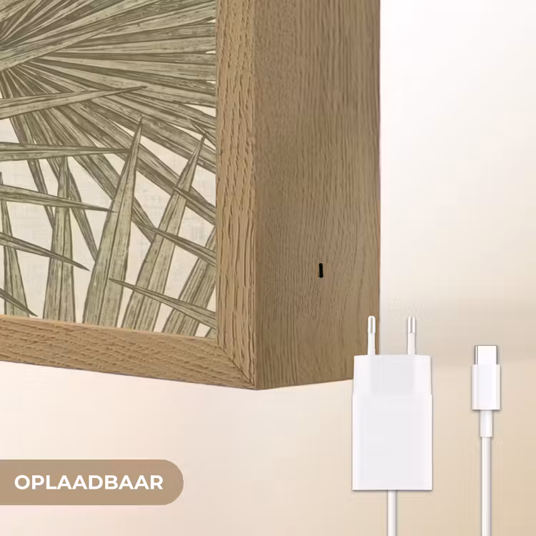 Blad - Tropisch - Patroon - Natuur - Groen Light Box met batterij (Wandlamp) middel -USP_websiteoplaadbaarNL