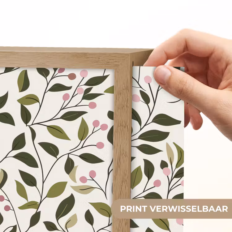 Bladeren - Bessen - Roze Light Box met batterij (Wandlamp) middel 907 -USP_websiteprintNL