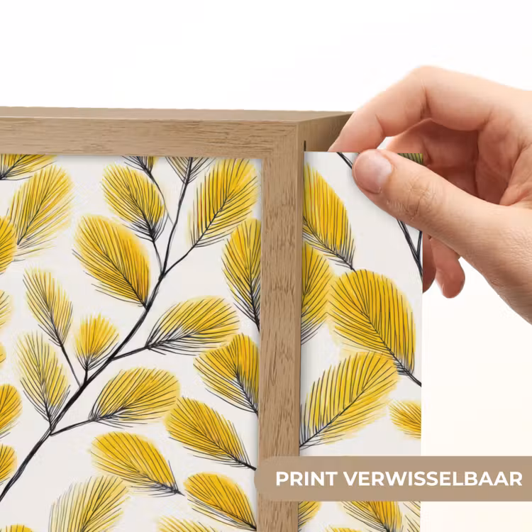 Bladeren - Botanisch - Elegant - Geel - Zwart Light Box met batterij (Wandlamp) middel 907 -USP_websiteprintNL