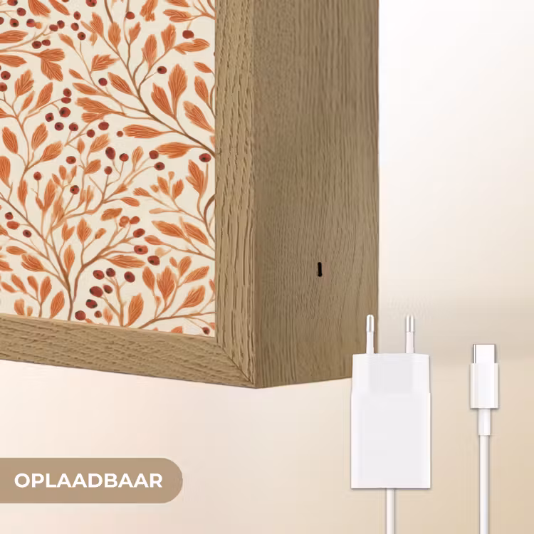 Bladeren - Botanisch - Terracotta Light Box met batterij (Wandlamp) middel 907 -USP_websiteoplaadbaarNL