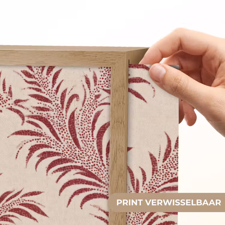 Bladeren - Linnen - Rood Light Box met batterij (Wandlamp) middel 907 -USP_websiteprintNL