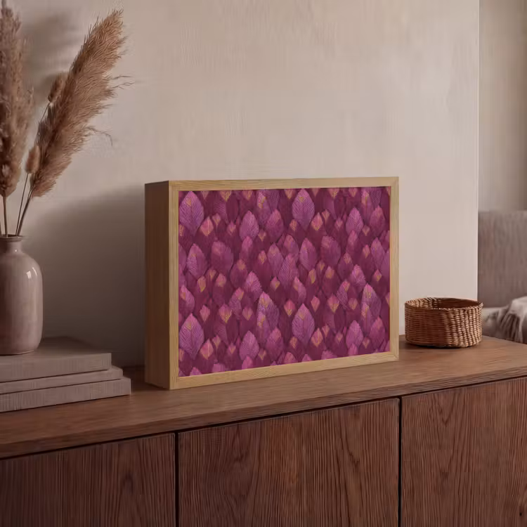 Bladeren - Patroon - Burgundy Light Box met batterij (Wandlamp) middel 907 -sfeer2