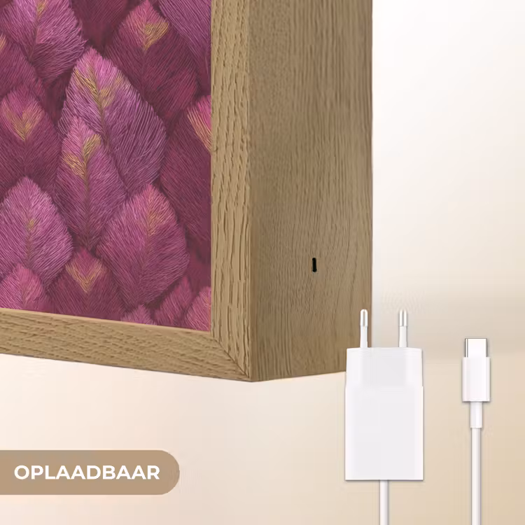 Bladeren - Patroon - Burgundy Light Box met batterij (Wandlamp) middel 907 -USP_websiteoplaadbaarNL