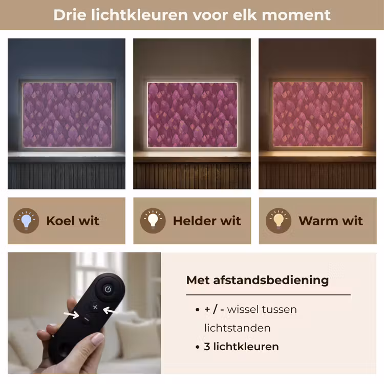 Bladeren - Patroon - Burgundy Light Box met batterij (Wandlamp) middel 907 -USP_lichtkleurNL