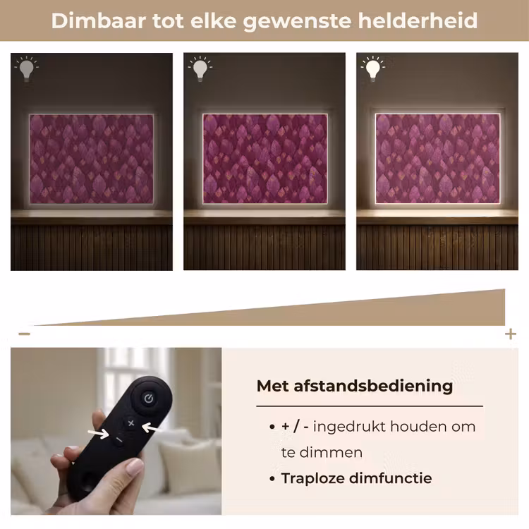 Bladeren - Patroon - Burgundy Light Box met batterij (Wandlamp) middel 907 -USP_dimbaarNL