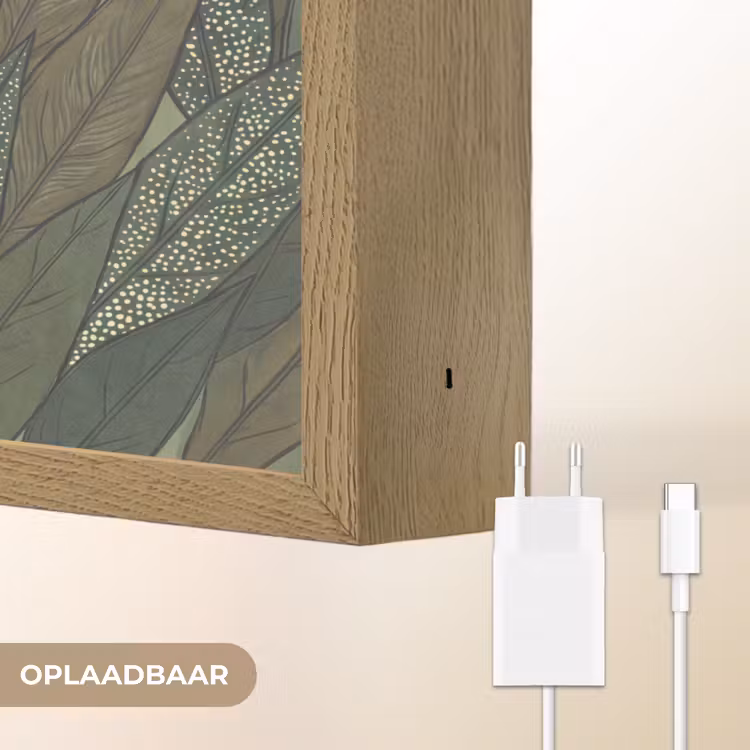 Bladeren - Patroon - Gestippeld - Natuur - Groen Light Box met batterij (Wandlamp) middel -USP_websiteoplaadbaarNL