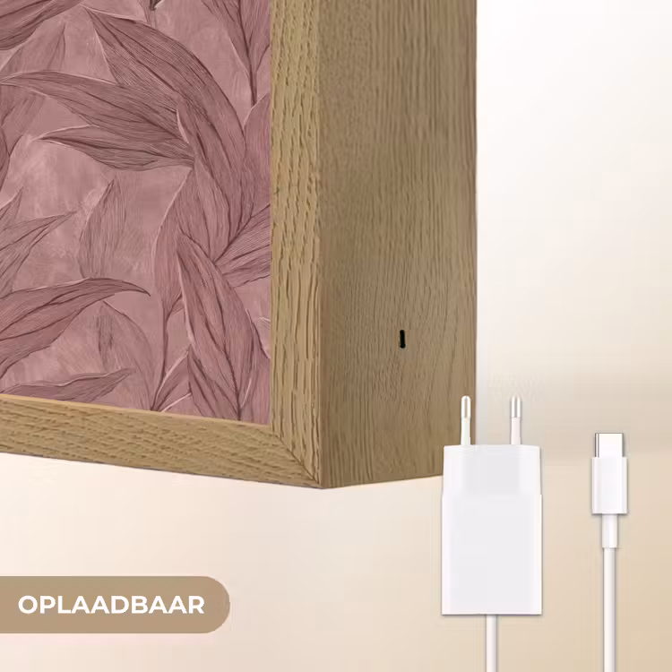 Bladeren - Patroon - Paars Light Box met batterij (Wandlamp) middel 907 -USP_websiteoplaadbaarNL