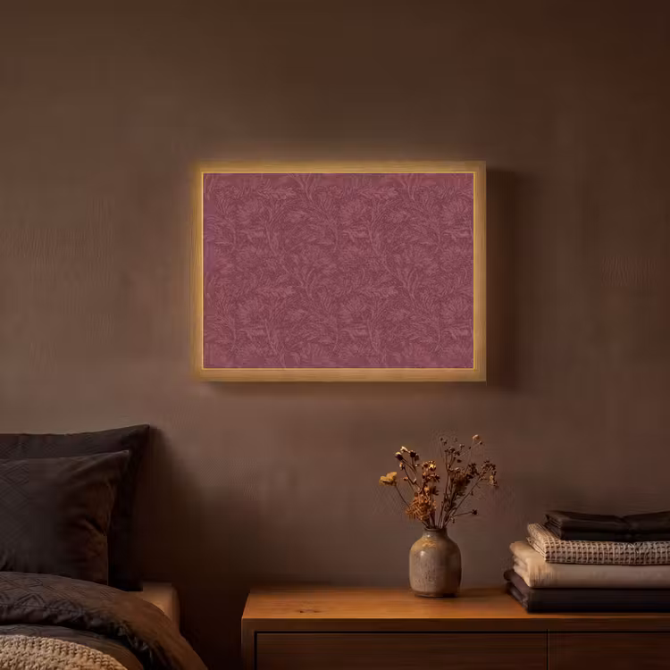 Bladeren - Patroon - Paars Light Box met batterij (Wandlamp) middel 907 -sfeer4