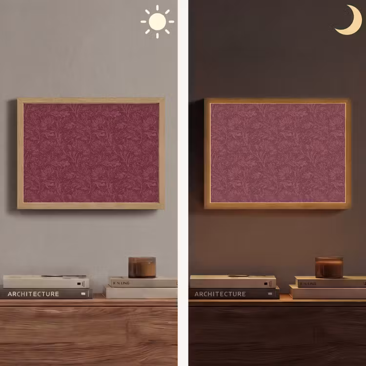 Bladeren - Patroon - Paars Light Box met batterij (Wandlamp) middel 907 -sfeer3