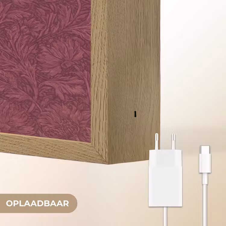 Bladeren - Patroon - Paars Light Box met batterij (Wandlamp) middel 907 -USP_websiteoplaadbaarNL
