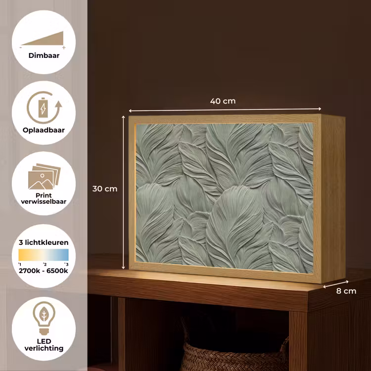 Bladeren - Textuur - Groen Light Box met batterij (Wandlamp) middel 907 -USP_websiteoverzichtNL