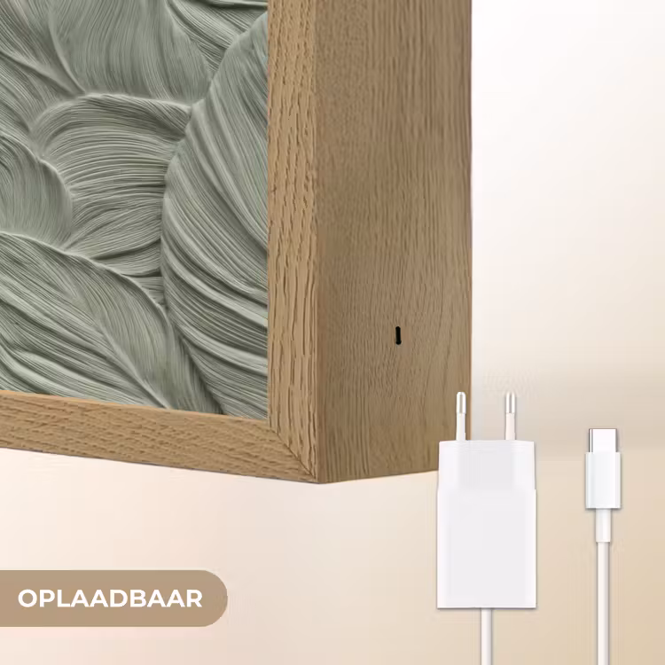 Bladeren - Textuur - Groen Light Box met batterij (Wandlamp) middel 907 -USP_websiteoplaadbaarNL