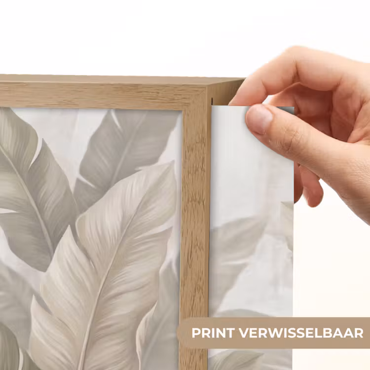 Bladeren - Tropisch - Natuur - Abstract - Beige Light Box met batterij (Wandlamp) middel -USP_websiteprintNL