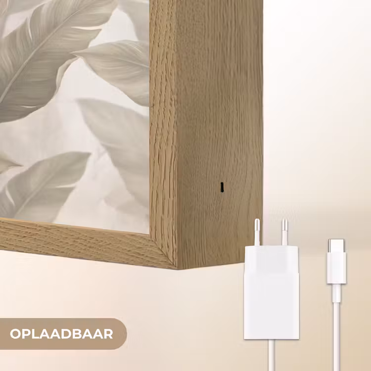 Bladeren - Tropisch - Natuur - Abstract - Beige Light Box met batterij (Wandlamp) middel -USP_websiteoplaadbaarNL