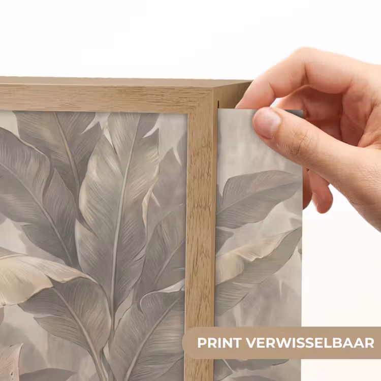 Bladeren - Tropisch - Natuur - Modern - Beige Light Box met batterij (Wandlamp) middel -USP_websiteprintNL