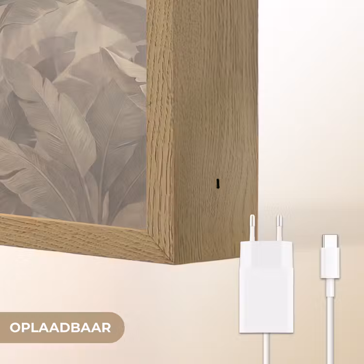 Bladeren - Tropisch - Natuur - Modern - Beige Light Box met batterij (Wandlamp) middel -USP_websiteoplaadbaarNL