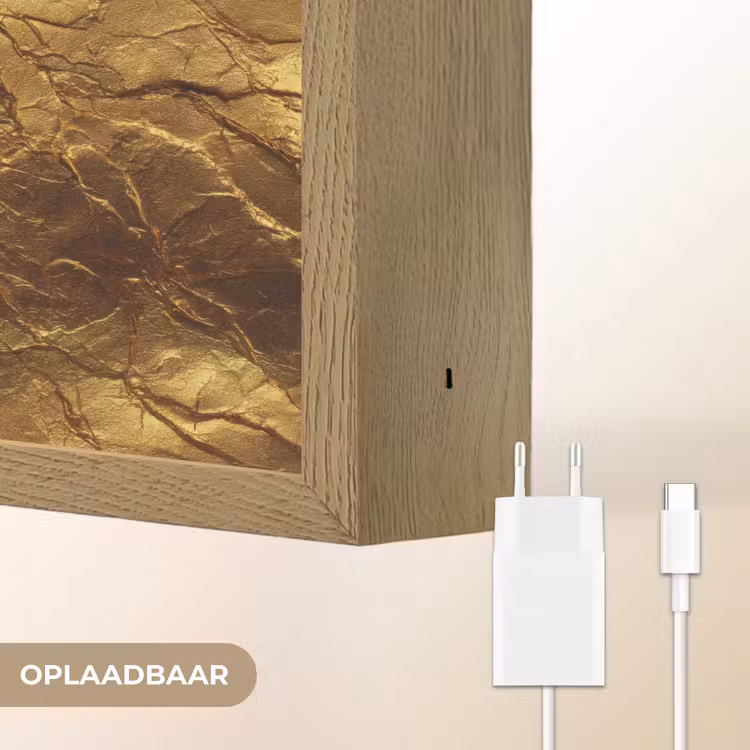 Bladgoud - Textuur - Goud Light Box met batterij (Wandlamp) middel 907 -USP_websiteoplaadbaarNL