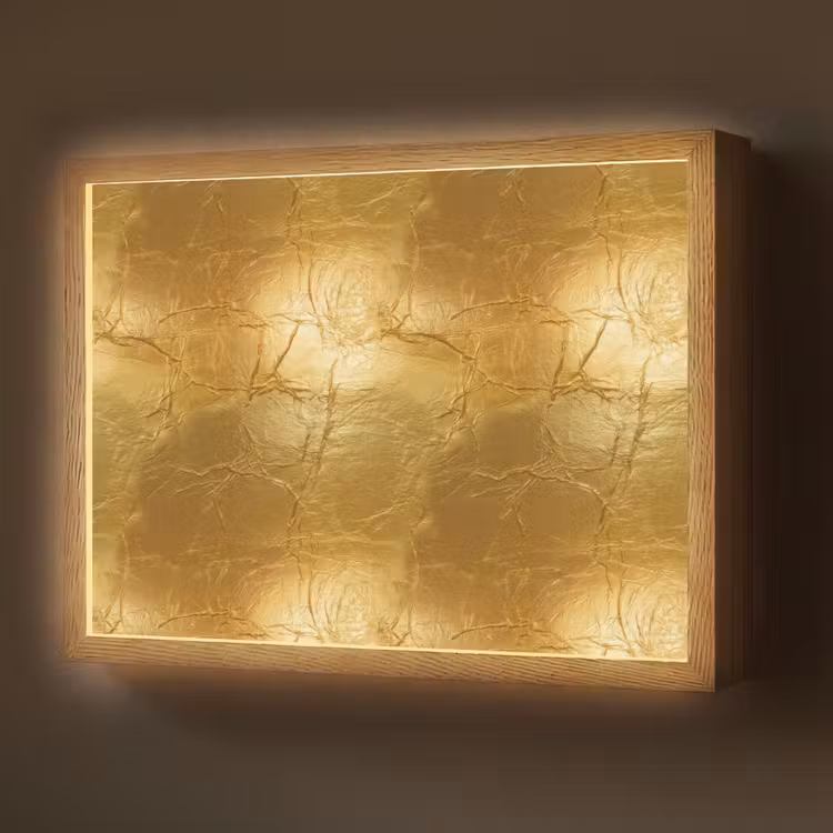 Bladgoud - Vintage - Textuur - Warm Goud Light Box met batterij (Wandlamp) middel 907 -z3d_website