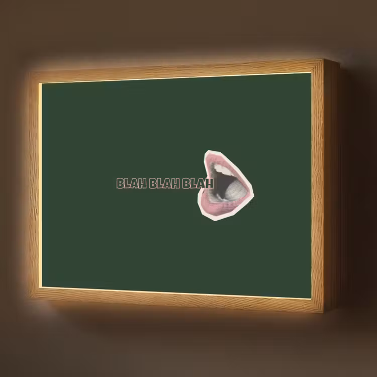 BLAH BLAH BLAH - Mond - Groen Light Box met batterij (Wandlamp) middel -z3d_website