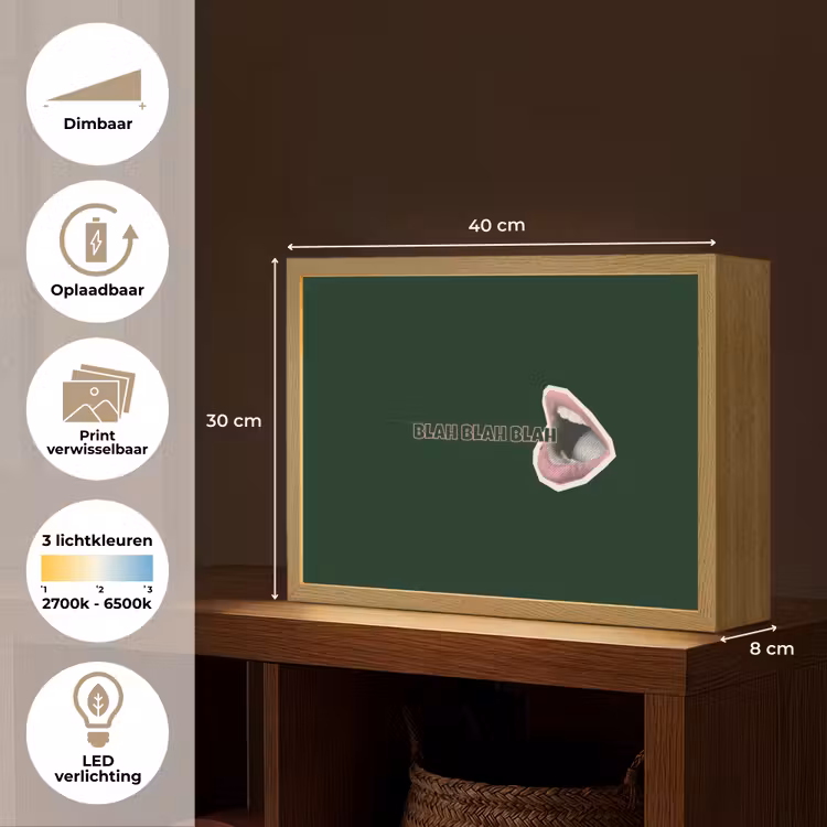 BLAH BLAH BLAH - Mond - Groen Light Box met batterij (Wandlamp) middel -USP_websiteoverzichtNL