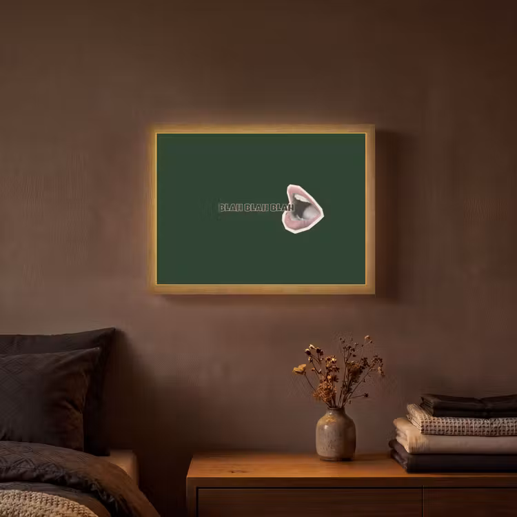 BLAH BLAH BLAH - Mond - Groen Light Box met batterij (Wandlamp) middel -sfeer4