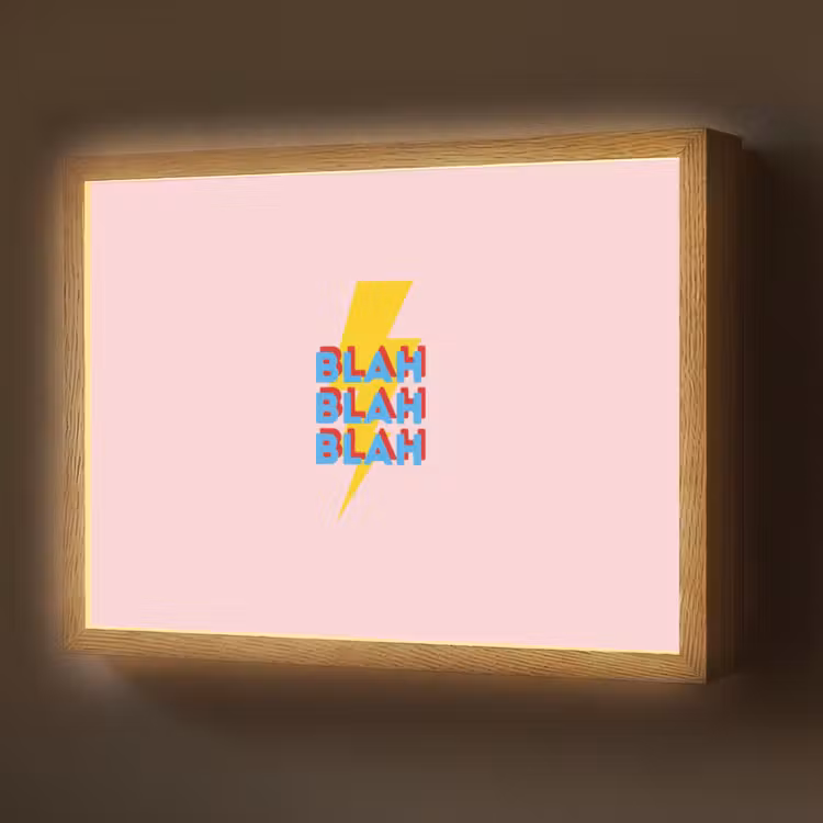 Blah - Bliksem - Roze Light Box met batterij (Wandlamp) middel -z3d_website
