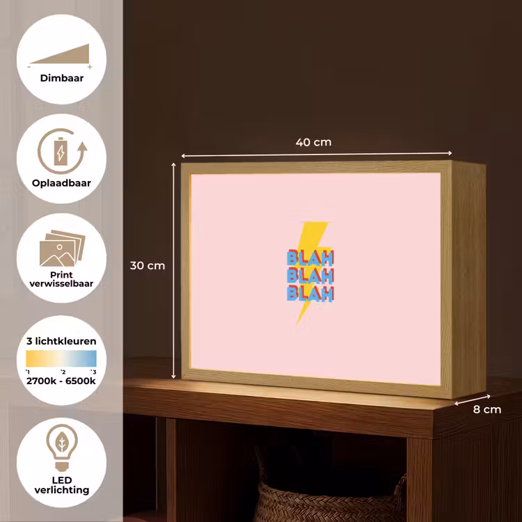 Blah - Bliksem - Roze Light Box met batterij (Wandlamp) middel -USP_websiteoverzichtNL