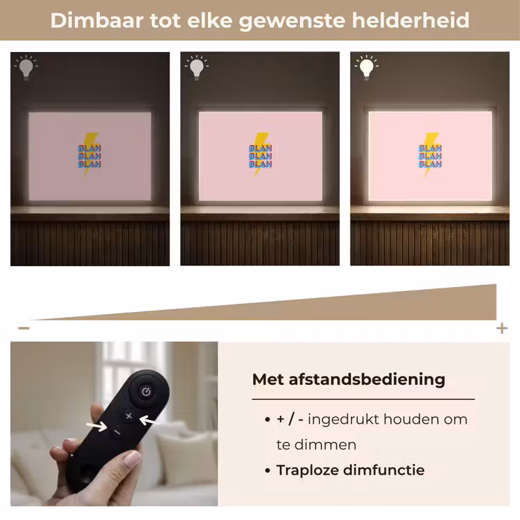 Blah - Bliksem - Roze Light Box met batterij (Wandlamp) middel -USP_dimbaarNL