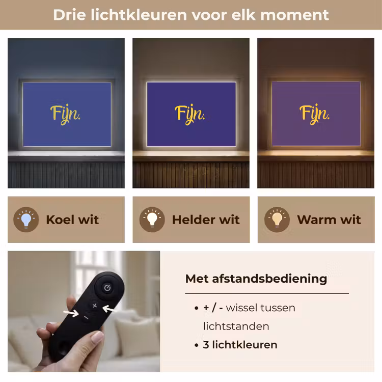 Blauw - Geel - Fijn Light Box met batterij (Wandlamp) middel -USP_lichtkleurNL