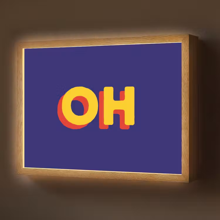 Blauw - Geel - OH - Schaduw Light Box met batterij (Wandlamp) middel -z3d_website