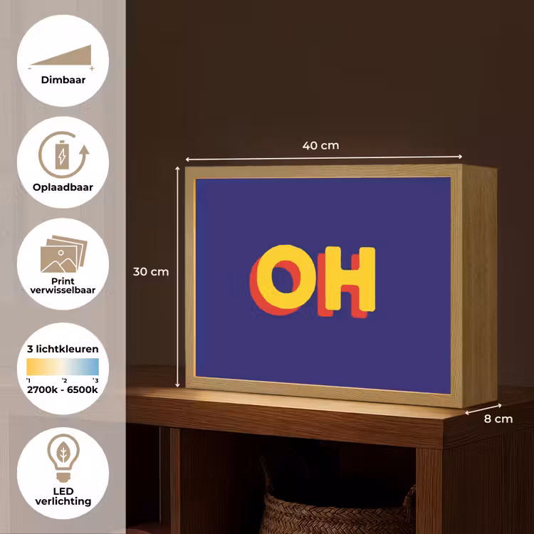 Blauw - Geel - OH - Schaduw Light Box met batterij (Wandlamp) middel -USP_websiteoverzichtNL
