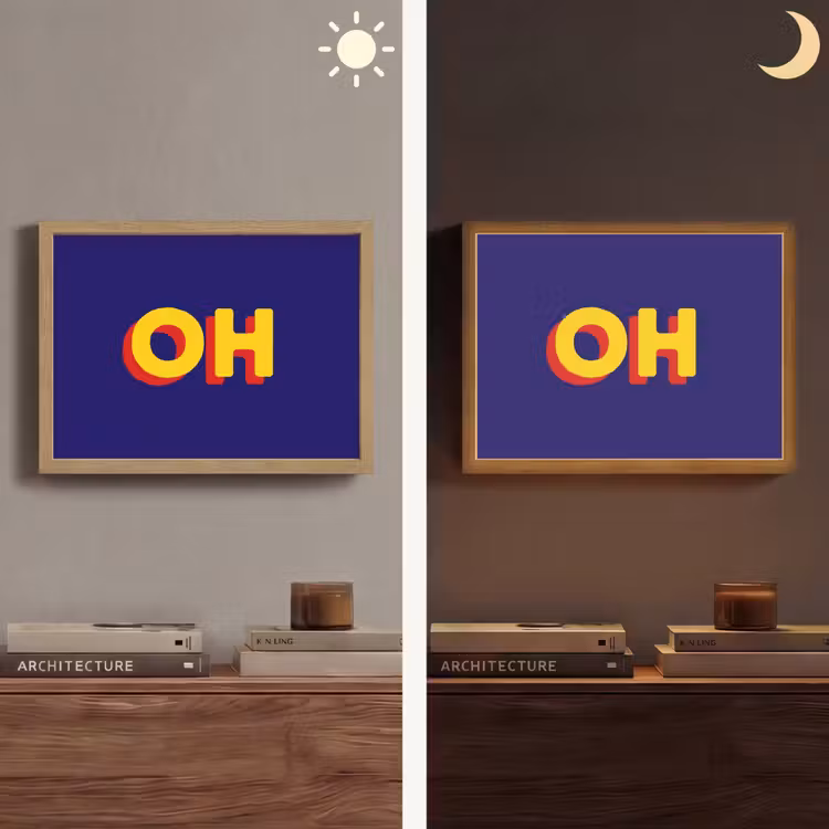 Blauw - Geel - OH - Schaduw Light Box met batterij (Wandlamp) middel -sfeer3
