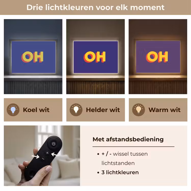 Blauw - Geel - OH - Schaduw Light Box met batterij (Wandlamp) middel -USP_lichtkleurNL