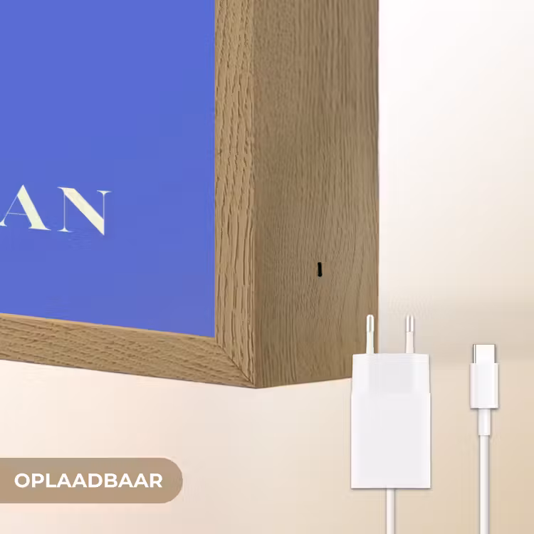 Blauw - I am that woman - Sierlijk - Minimalistisch Light Box met batterij (Wandlamp) middel -USP_websiteoplaadbaarNL