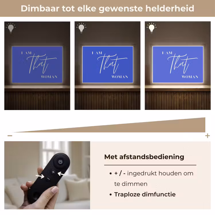 Blauw - I am that woman - Sierlijk - Minimalistisch Light Box met batterij (Wandlamp) middel -USP_dimbaarNL