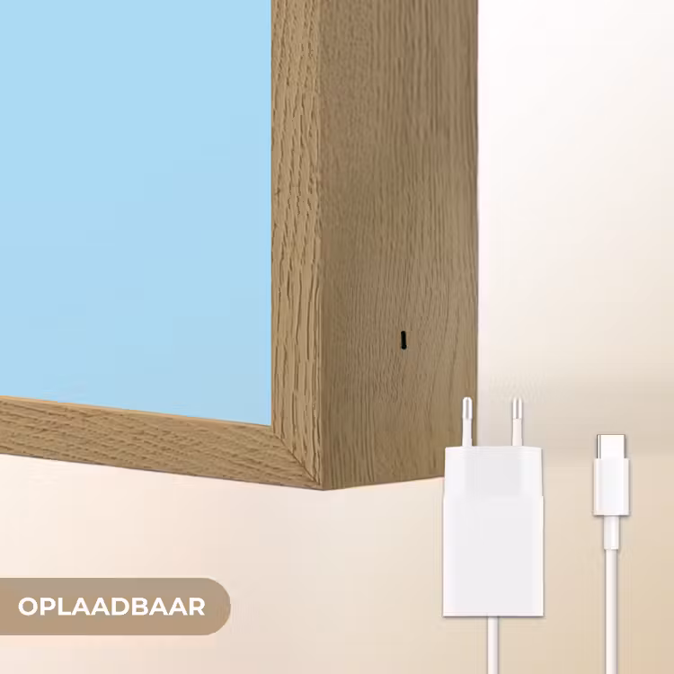 Blauw - Oranje - Just want to be happy & naked Light Box met batterij (Wandlamp) middel -USP_websiteoplaadbaarNL