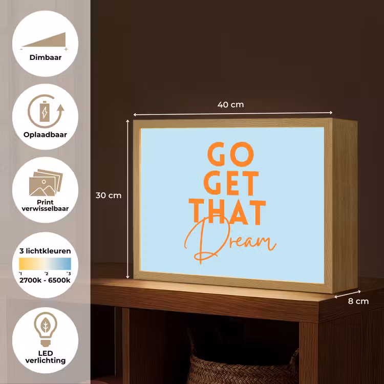 Blauw - Oranje - Tekst Light Box met batterij (Wandlamp) middel -USP_websiteoverzichtNL