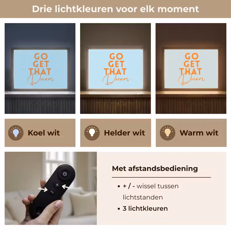 Blauw - Oranje - Tekst Light Box met batterij (Wandlamp) middel -USP_lichtkleurNL