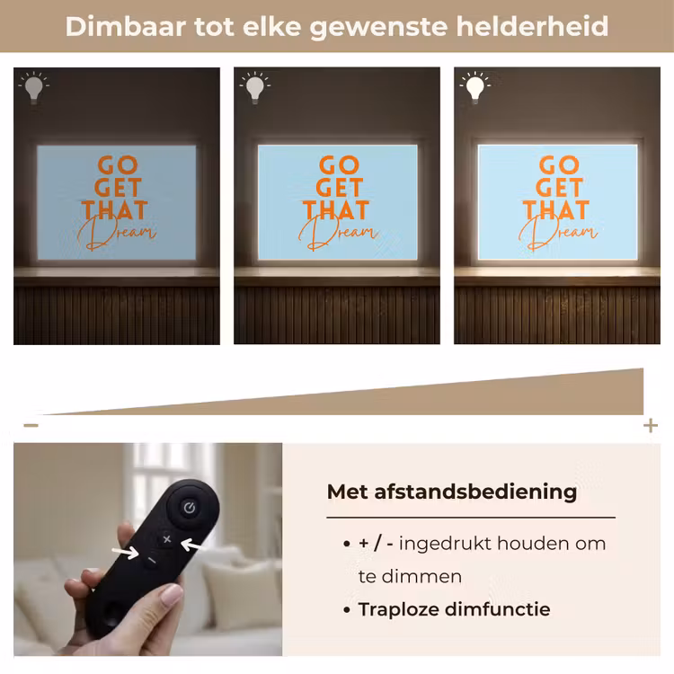 Blauw - Oranje - Tekst Light Box met batterij (Wandlamp) middel -USP_dimbaarNL