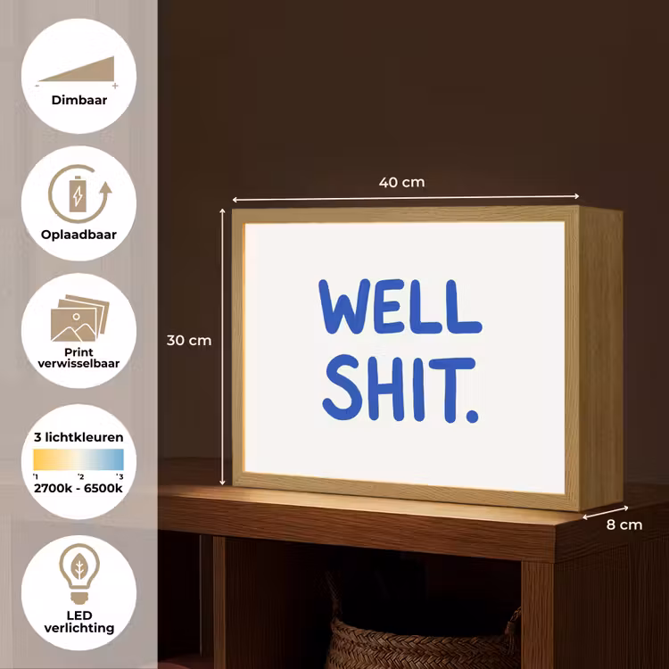 Blauw - Quote - Wit Light Box met batterij (Wandlamp) middel -USP_websiteoverzichtNL