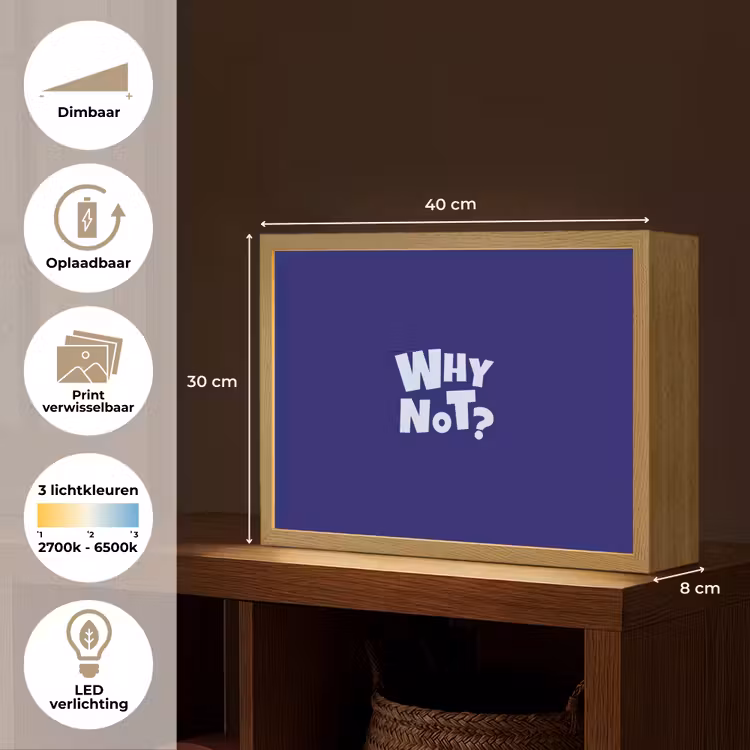 Blauw - Why not - Minimalistisch Light Box met batterij (Wandlamp) middel -USP_websiteoverzichtNL