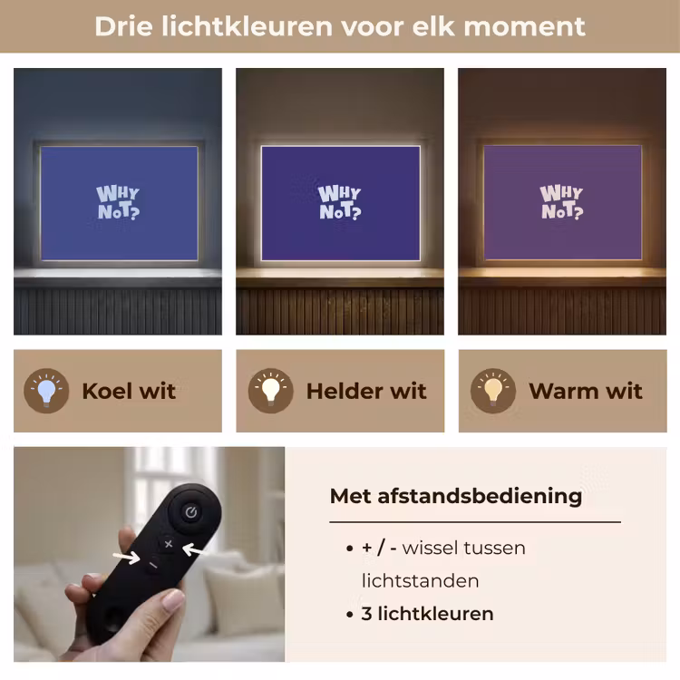 Blauw - Why not - Minimalistisch Light Box met batterij (Wandlamp) middel -USP_lichtkleurNL