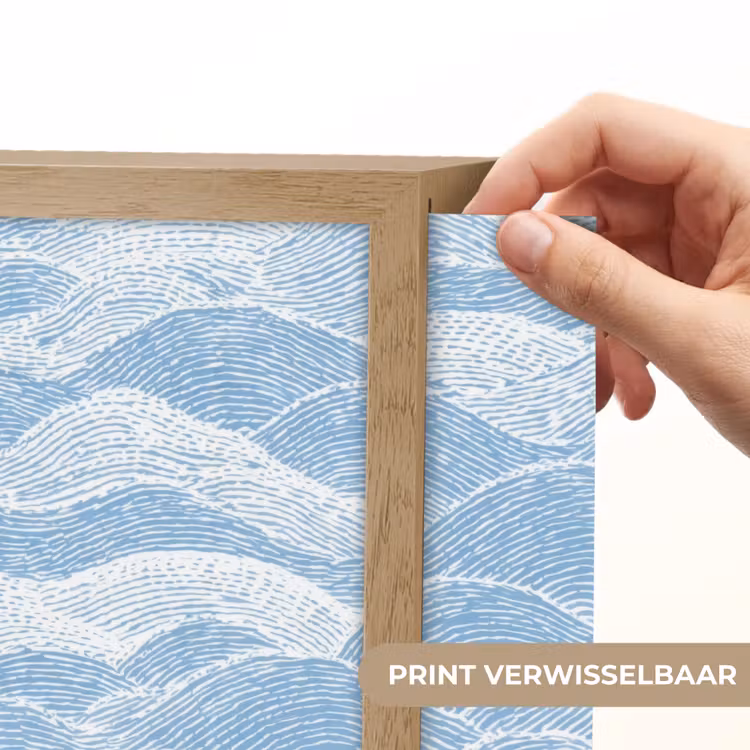 Blauw - Wit - Golven - Getekend Light Box met batterij (Wandlamp) middel 907 -USP_websiteprintNL