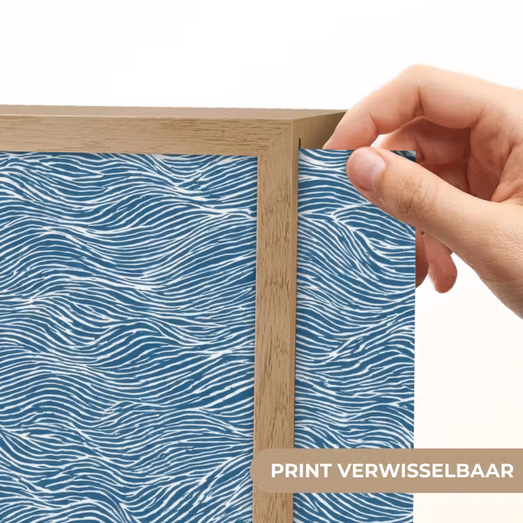 Blauw - Wit - Golven - Getekend - Textuur Light Box met batterij (Wandlamp) middel 907 -USP_websiteprintNL