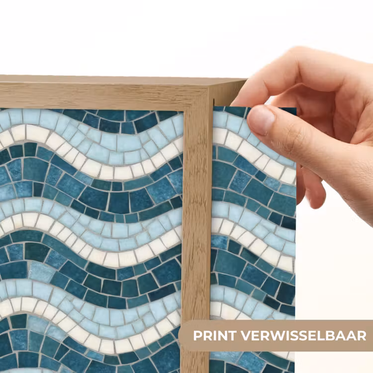 Blauw - Wit - Mozaïek - Golvend Light Box met batterij (Wandlamp) middel 907 -USP_websiteprintNL